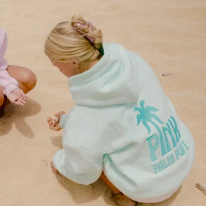 Classic Palm Puff Hoodie in Mint Breeze