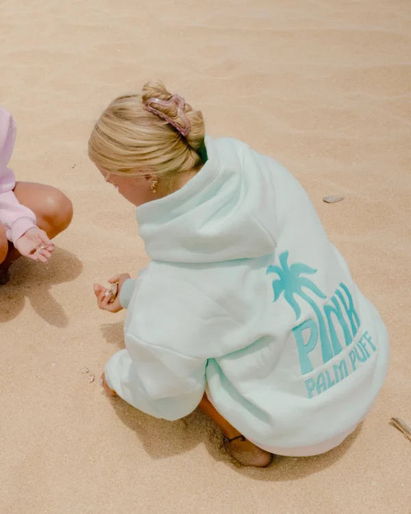 Classic Palm Puff Hoodie in Mint Breeze