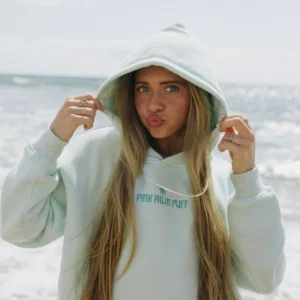 Classic Palm Puff Hoodie in Mint Breeze