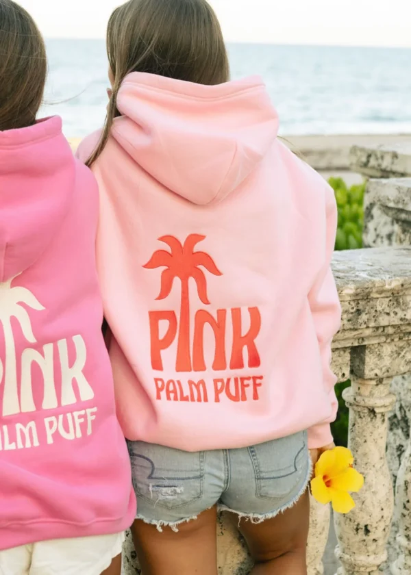 Classic Palm Puff Hoodie in Pink