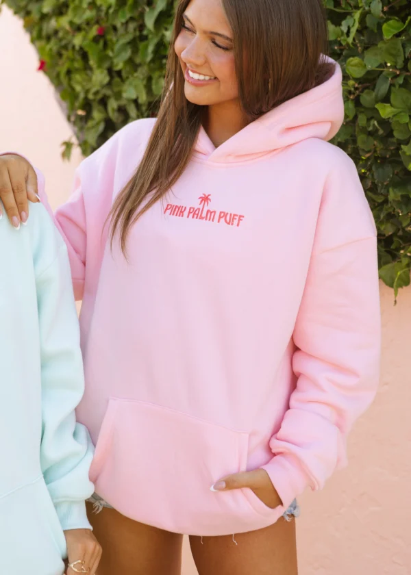 Classic Palm Puff Hoodie in Pink