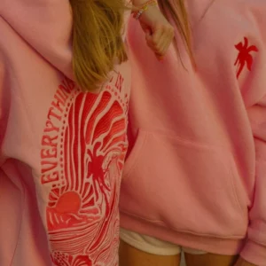 Everything Comes in Waves Puff Hoodie in Pink