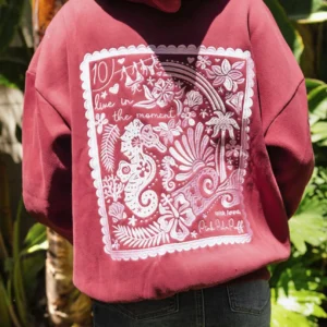 Live in the Moment Puff Hoodie in Cherry
