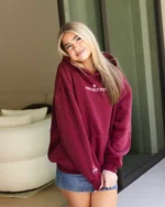 Live in the Moment Puff Hoodie in Cherry