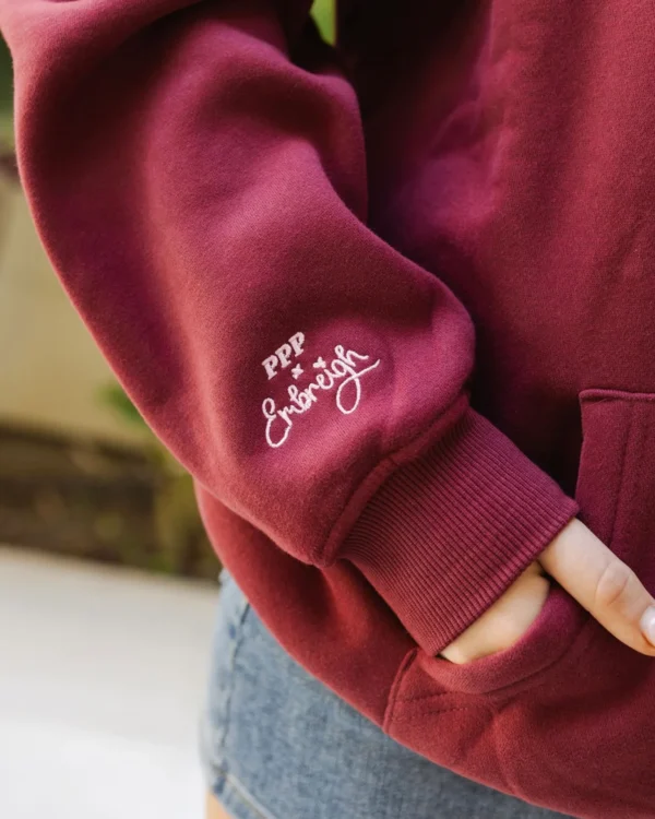 Live in the Moment Puff Hoodie in Cherry